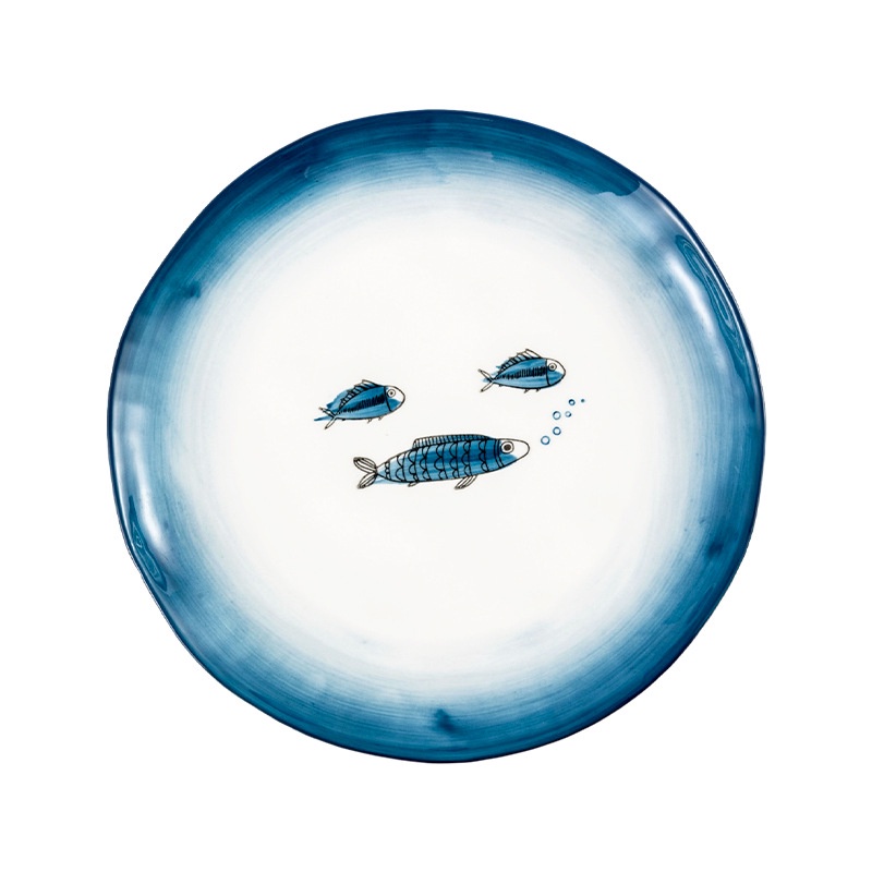 Đĩa Sứ Dài Đĩa Tròn Khay Nướng Sứ Họa Tiết Cá Cao Cấp