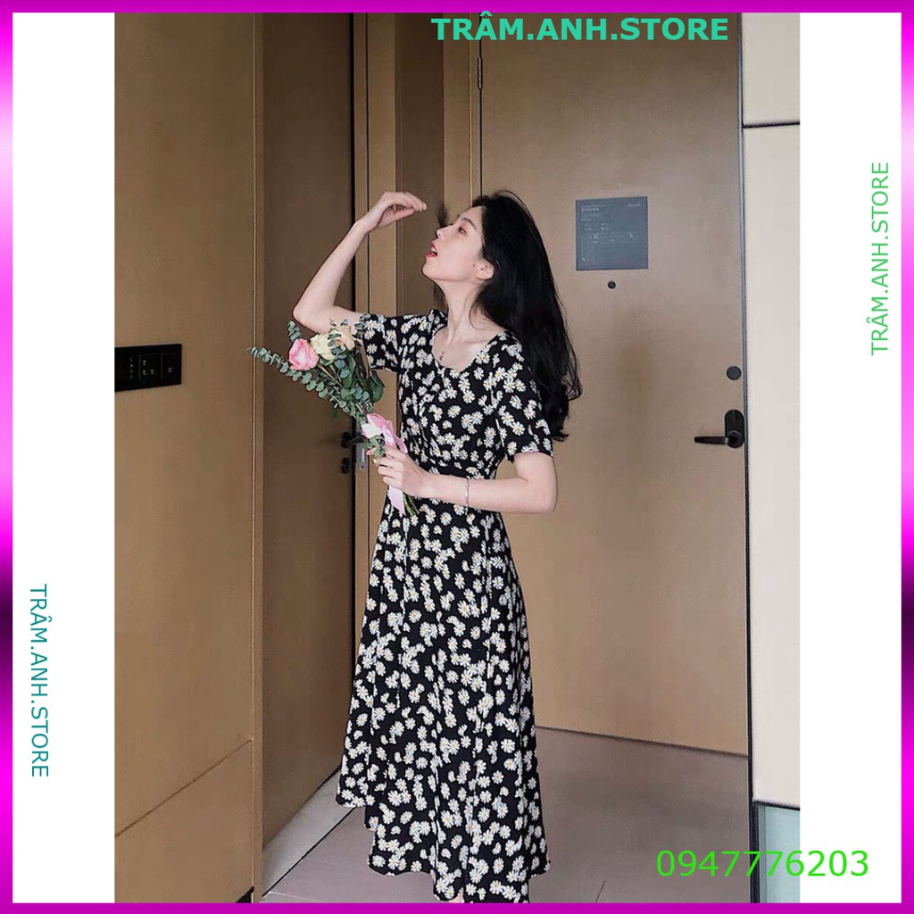 SET VÁY HOA CÚC CỔ VUÔNG DÁNG NGẮN DÀI - SET VÁY MAXI CHỊ EM HOA NHÍ CỔ VUÔNG ULZZANG 👗 👑