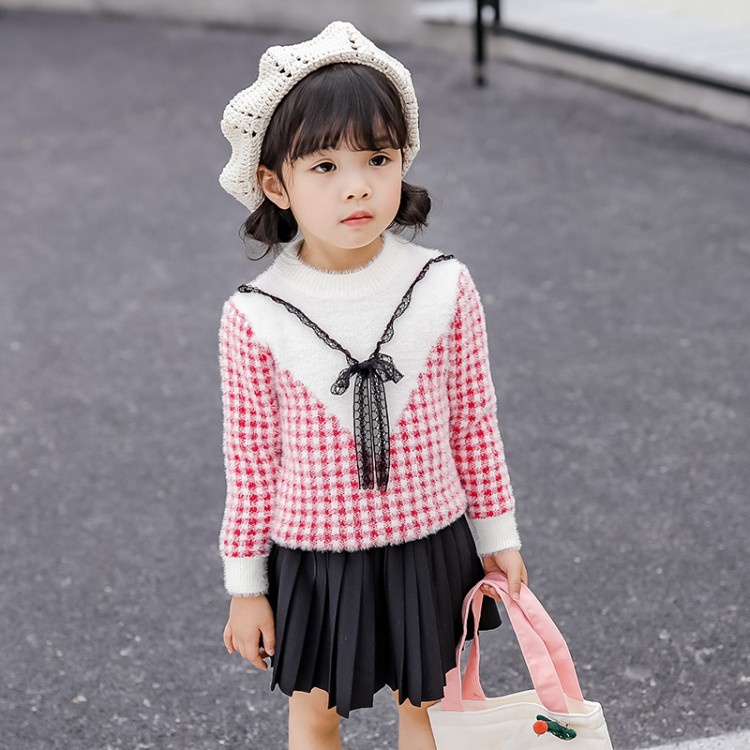 Áo len kẻ caro  bé gái size 9-24kg chất len lông nhung hàng cao cấp siêu mịn đẹp [AL22]