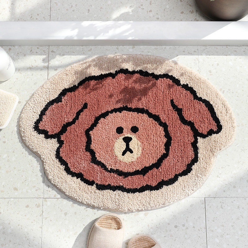 Thảm Chùi Chân Lông Mềm Mại Thấm Hút Chống Trượt Chống Bụi Hình Gấu Nâu Hoạt Hình Dành Cho Phòng Tắm / Cửa Ra Vào