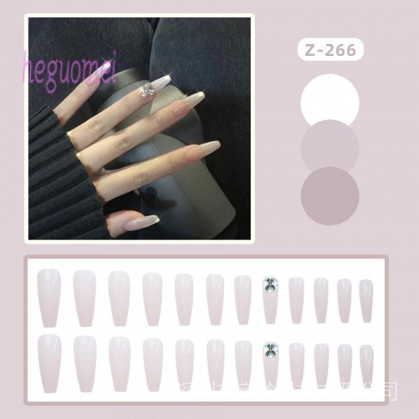 Set 24 Móng Tay Giả Đính Đá Họa Tiết Công Chúa Băng Giá