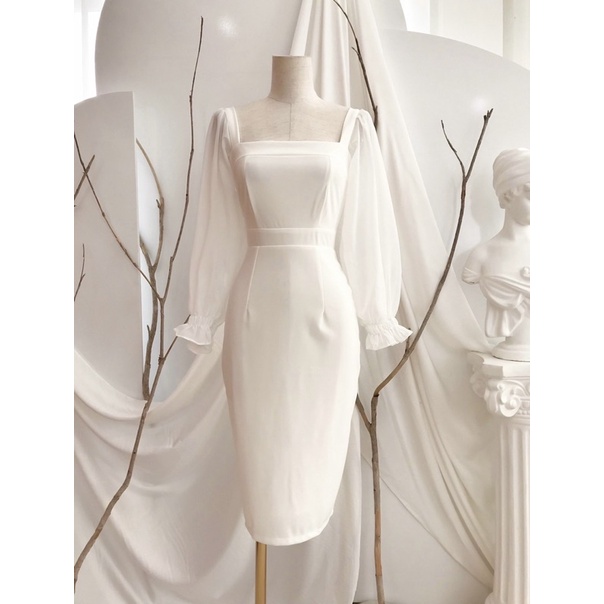 Đầm body 🌷Đầm body trắng tay voan | BigBuy360 - bigbuy360.vn