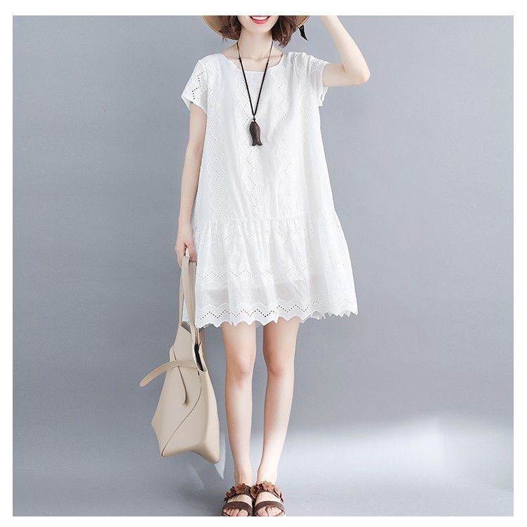 Váy big size đầm baby doll big size có tay dáng xòe phom cho người béo - Có ảnh thật
