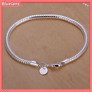 Vòng tay mạ bạc thiết kế hình rắn cắn đuôi 3mm sang trọng thanh lịch dành cho nữ