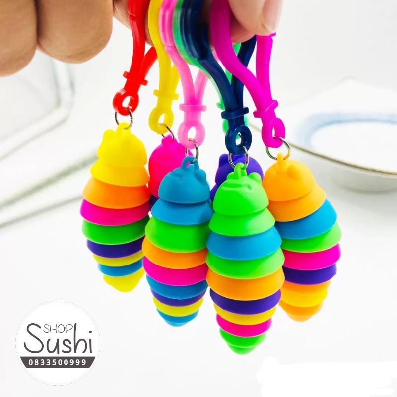 Móc chìa khóa hình con sâu nhiều màu