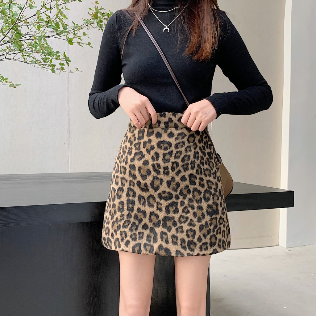 Chân Váy Xiaozhainv Chữ A Lưng Cao Họa Tiết Da Báo Phong Cách Vintage | BigBuy360 - bigbuy360.vn