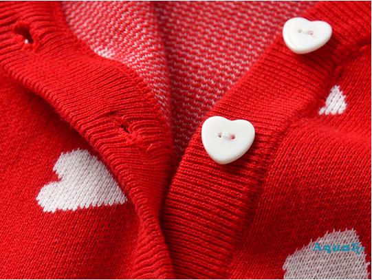 Áo Sweater Tay Dài Phối Nút In Hình Trái Tim Cho Bé Gái