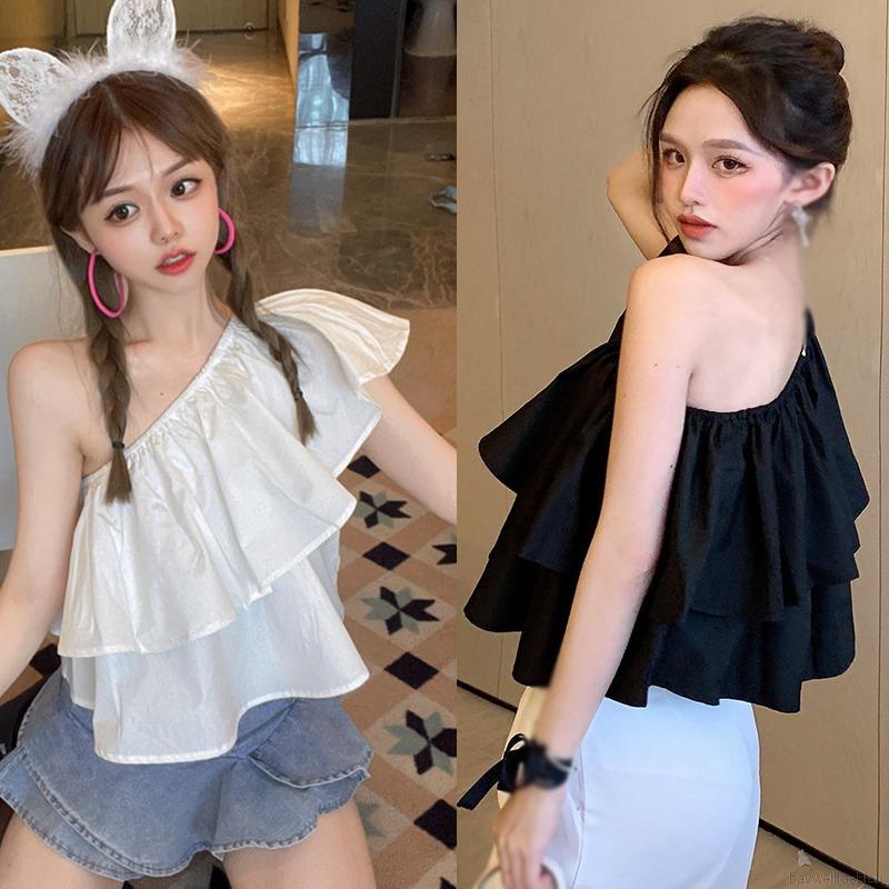 Áo thun không tay nhún bèo thời trang dành cho nữ
