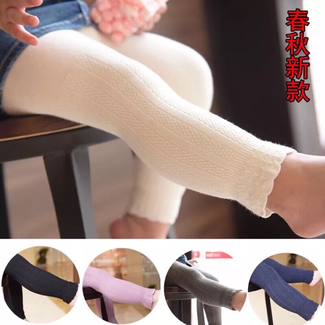 Quần tất len gấu riềm bé gái