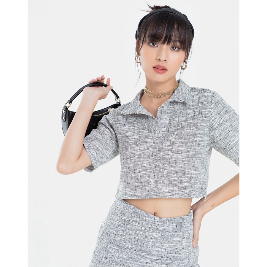 JUNO - Áo Croptop Tweed - JNAKI001