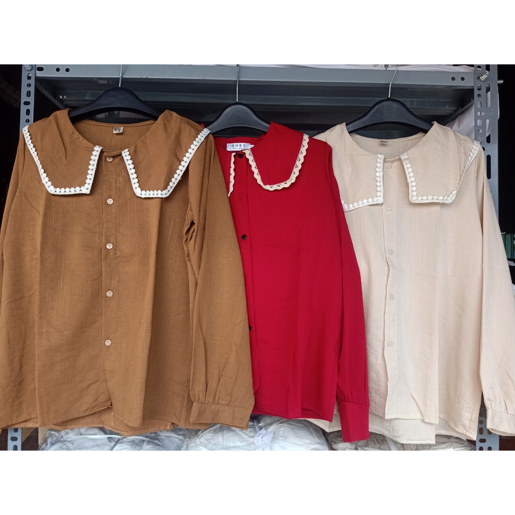 Áo babydoll cổ bèo tiểu thư hàng Quảng Châu Cao Cấp A503 vintagevn