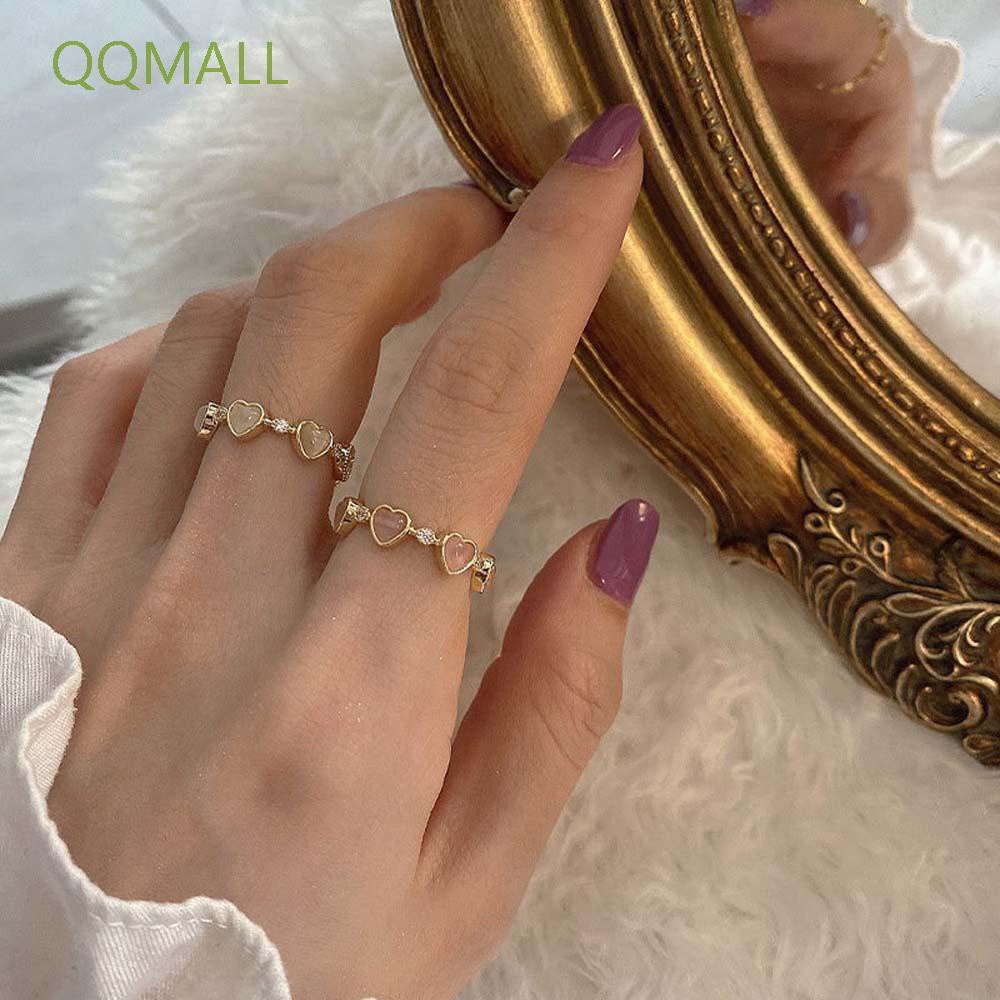 Nhẫn Hở Hình Trái Tim Đính Đá Zircon Thời Trang Hàn Quốc Cho Nữ