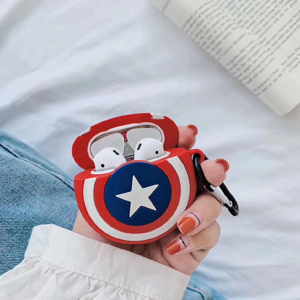 Captain America Shield cover for Apple Airpods soft case Bluetooth headset case