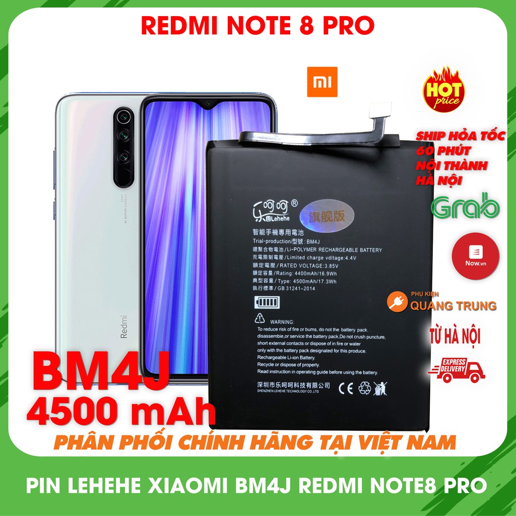 Pin xiaomi redminote 8 pro mã BM4J chính hãng Lehehe, dung lượng 4500 mAh, bảo hành 6 tháng