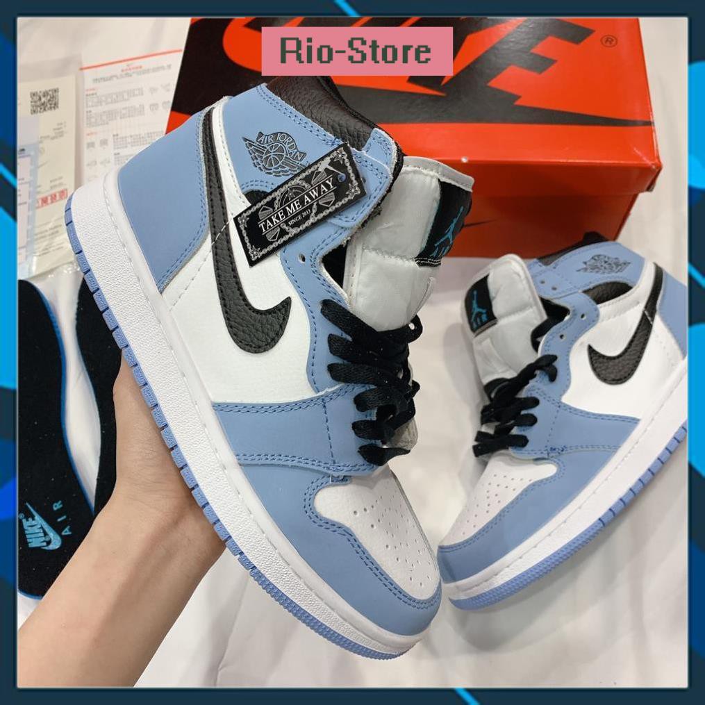 Giày Sneaker jodan 1 panda Cao Cổ 🌟FULL BOX BILL🌟 jd1 nam nữ Xanh Dương Nhạt..-Rio Store