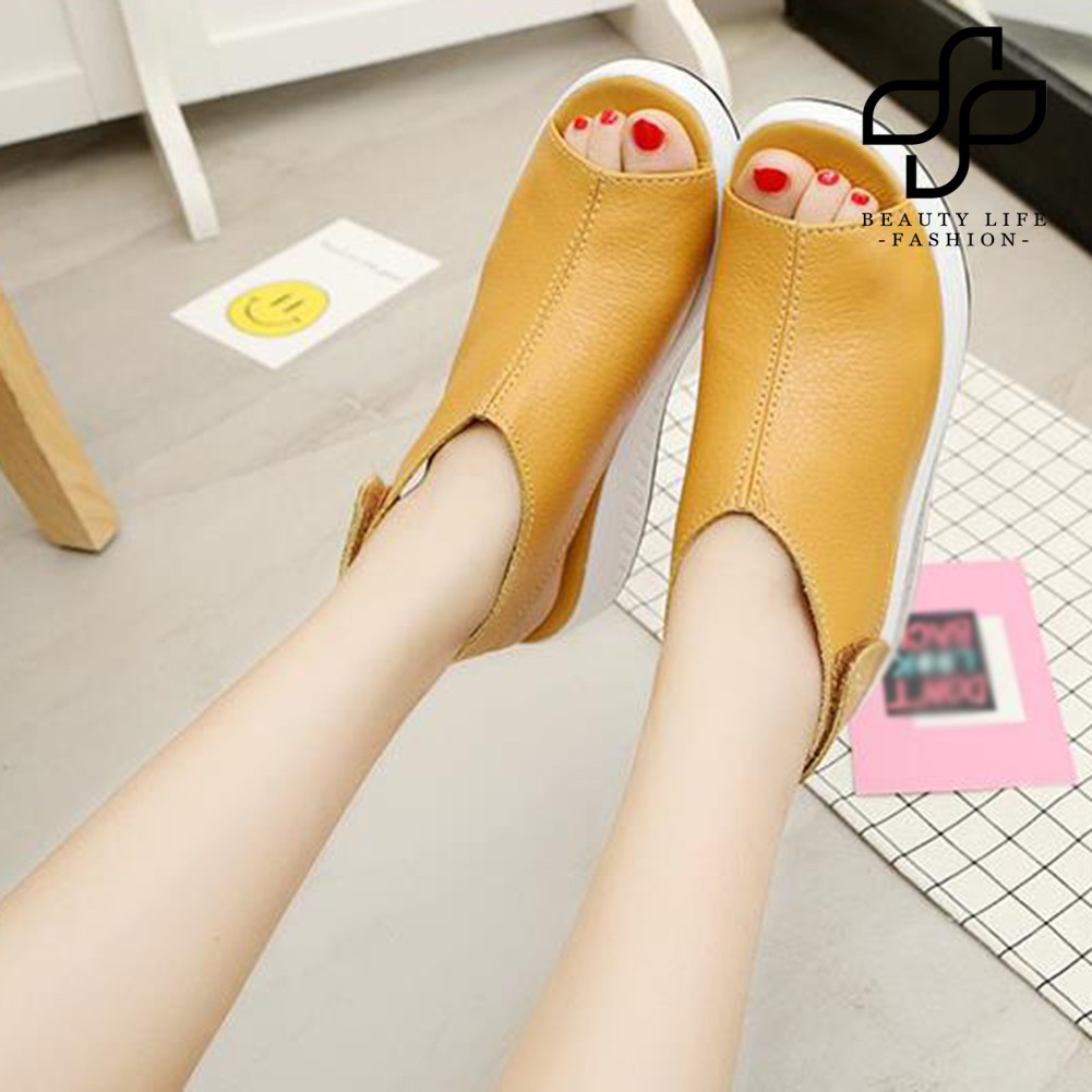 Xăng đan Đế Xuồng Giả Da Thời Trang Nữ Tính