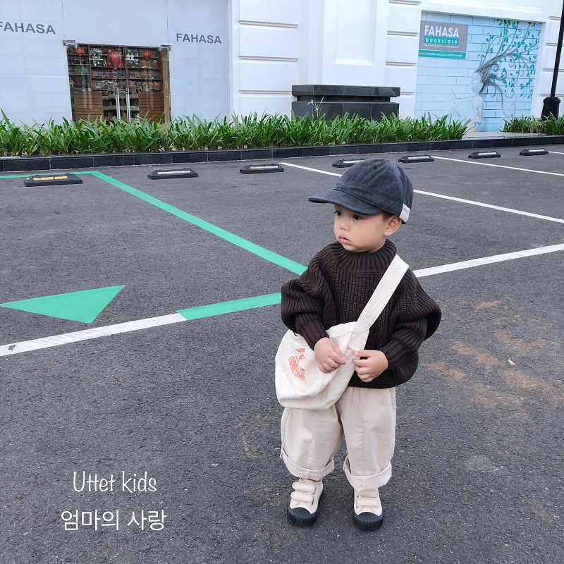 [Ảnh thật] Mũ lưỡi trai nhung thêu hàn quốc vành 50cm dành cho các bạn nhỏ từ gần 2 đến 5 tuổi
