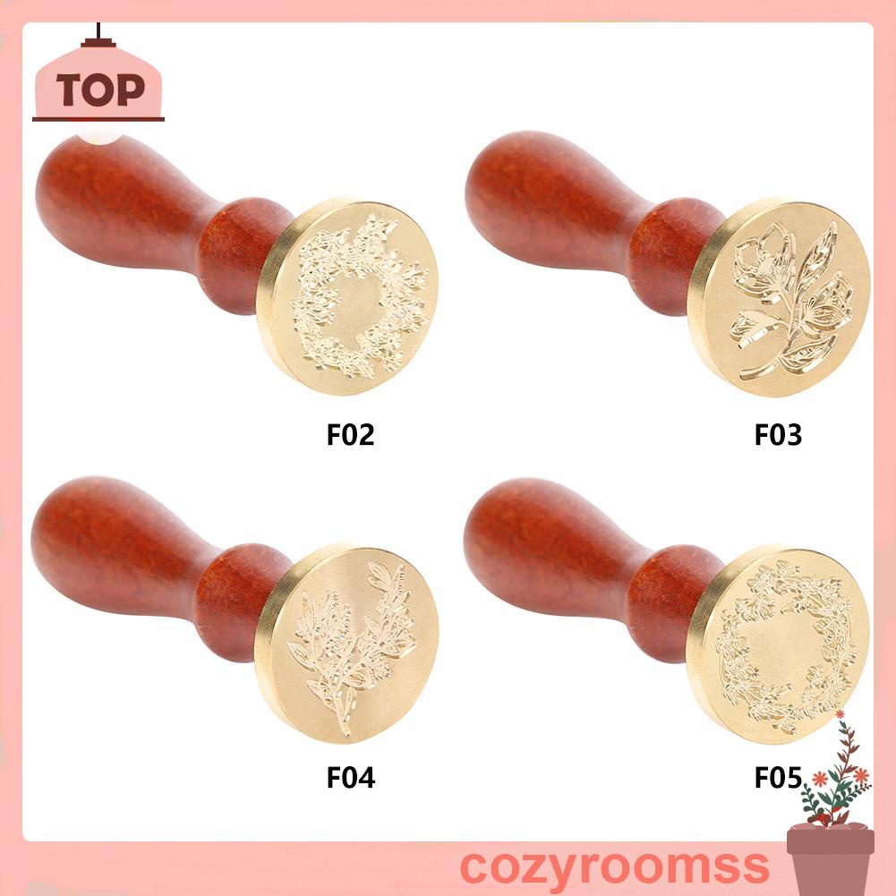 Con Dấu Đóng Sáp Niêm Phong Bì Thư Tay Cầm Gỗ Họa Tiết Cây Cối Cổ Điển