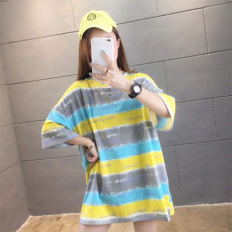 Áo thun nữ phối màu xinh xắn vải cotton mềm mịn thoáng mát A18