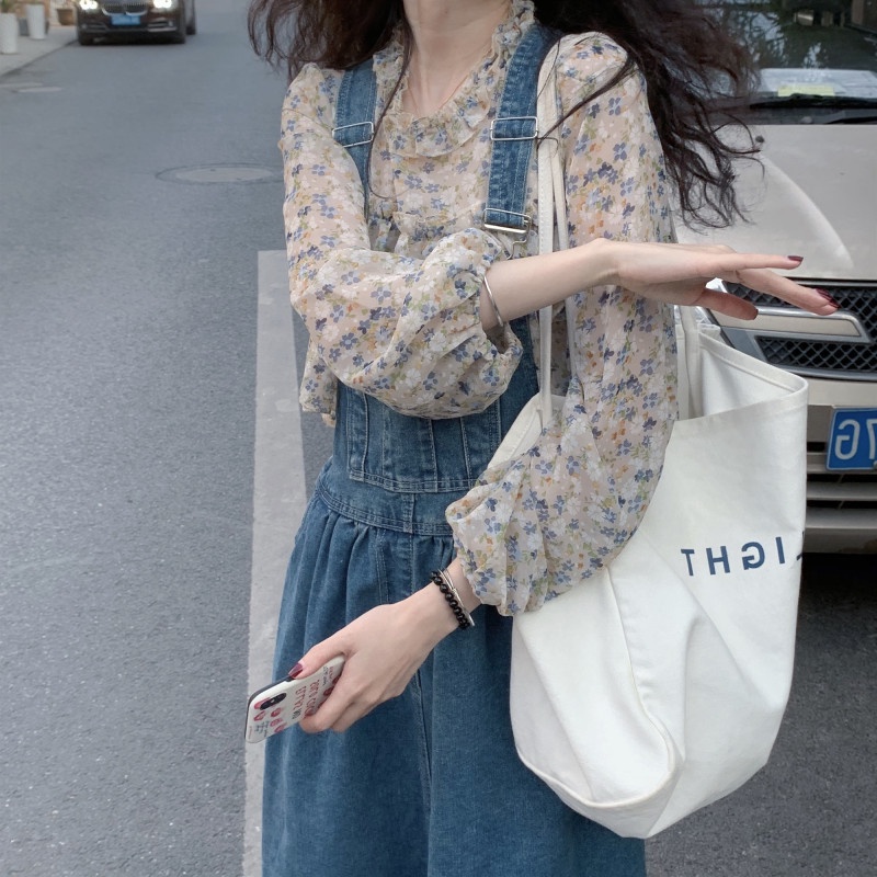 Áo Voan Dài Tay In Hoa Với Thiết Kế Dáng Rộng Xinh Xắn Theo Phong Cách Hàn Quốc | BigBuy360 - bigbuy360.vn