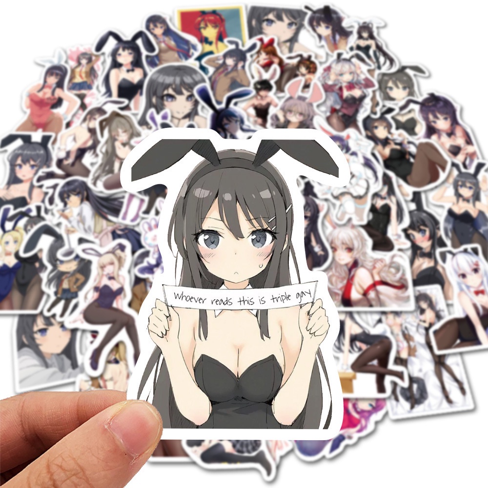 Set 50 / 25 / 10 miếng dán trang trí hình cô gái Anime Hentai quyến rũ