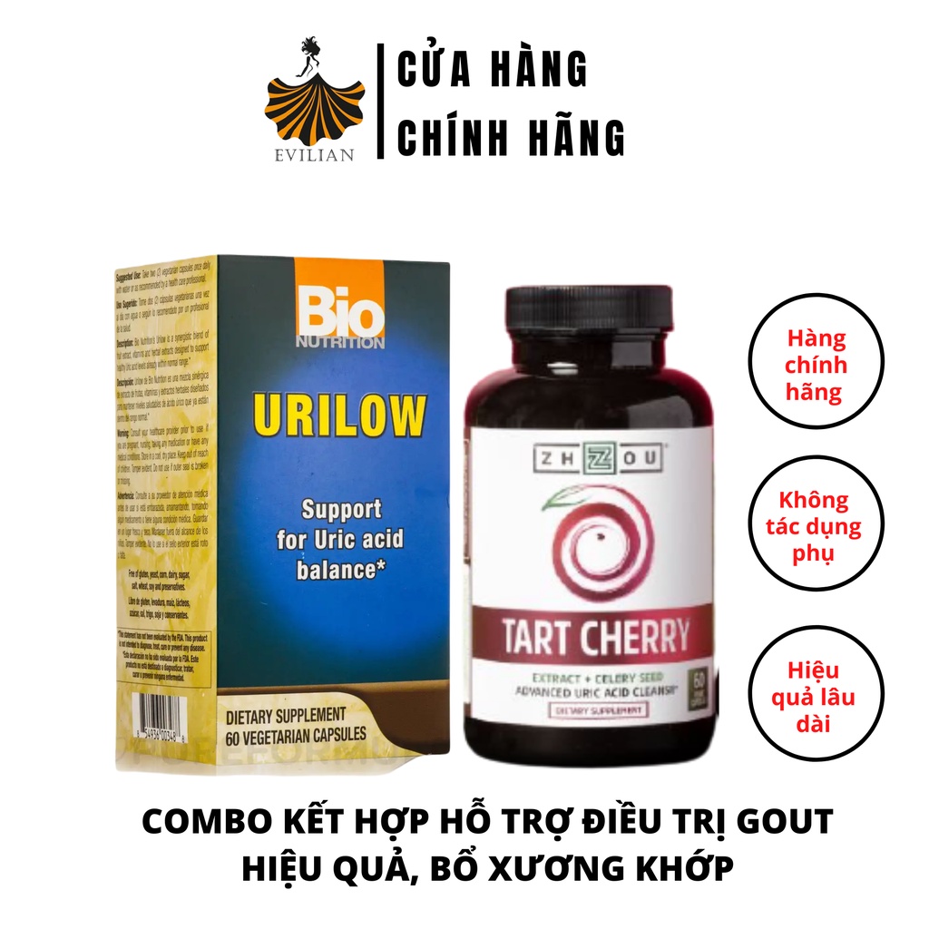 Combo Viên uống hỗ trợ Gout Bio Nutrition Gout Out Vegetable Capsules + TPCN từ quả anh đào ZHOU Tart Cherry