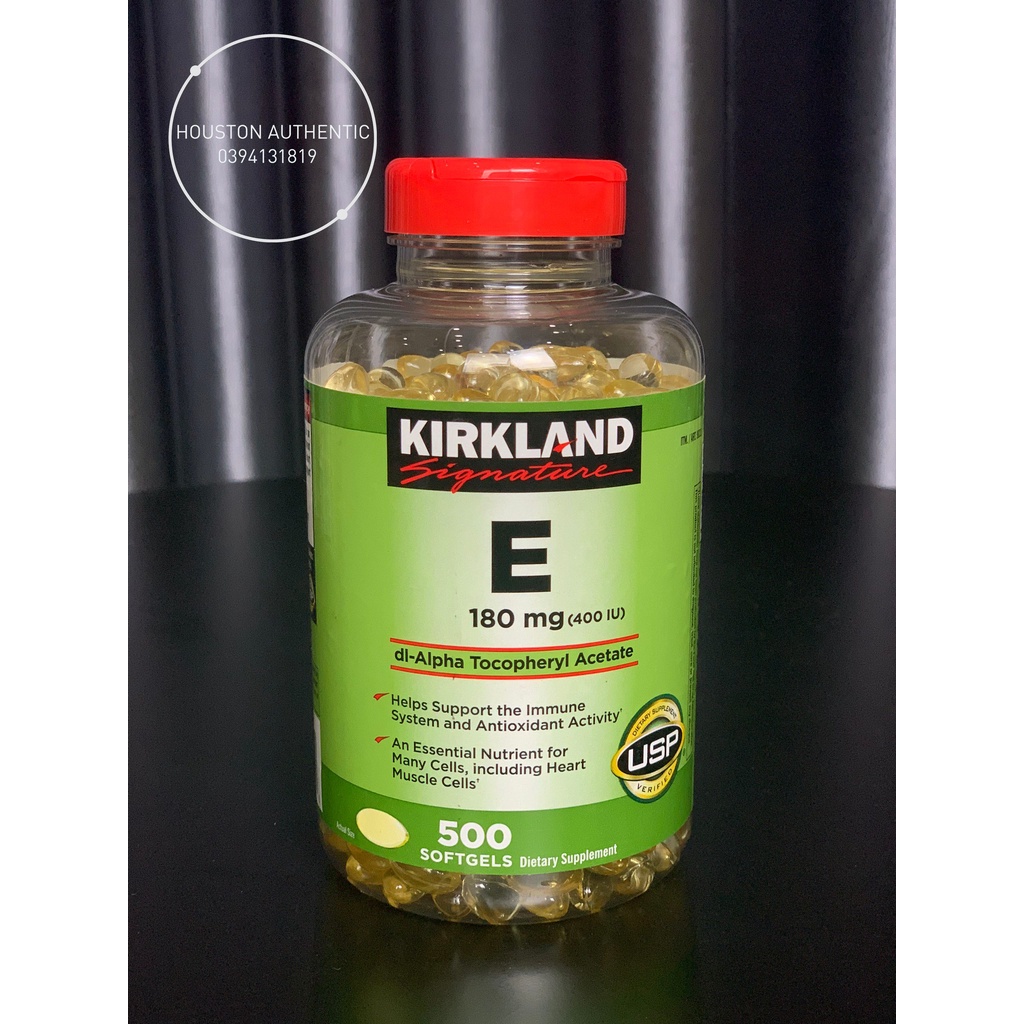 Viên bổ sung Vitamin E Kirkland Signature 180mg  Hộp 500 viên _ Live mua hàng tại Mỹ
