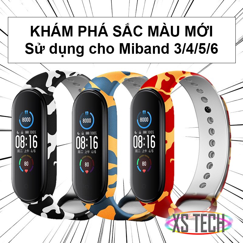 Dây đeo thay thế Xiaomi Miband 3 4 5 6 rằn ri sắc màu mới (camouflage)