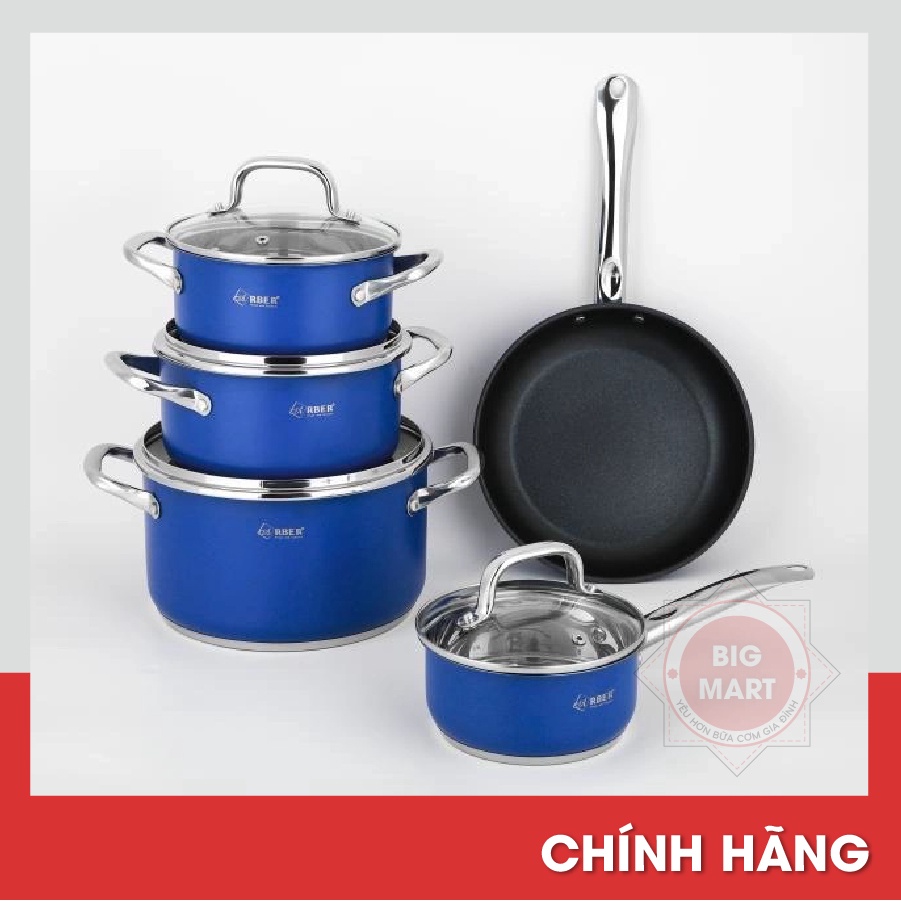 Bộ Nồi Từ Chảo 5 Chiếc Cao Cấp ARBER - NAVY BLUE