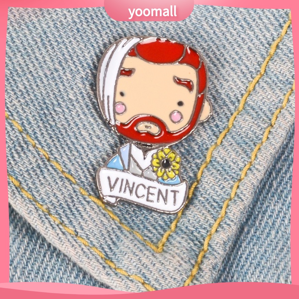 YOML✔Fashion English Letter Vincent Van Gogh Badge Alloy Brooch Pin Clothes Jewelry
