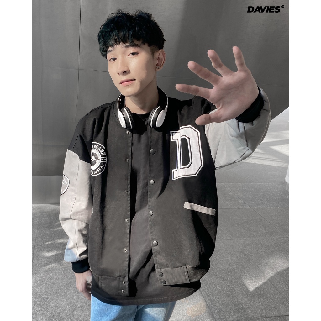 Áo bomber bóng chày nam nữ Davies brand Grey Varsity Baseball Academy Bomber| D19-AK1-X