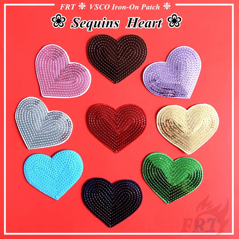 Miếng Vá Quần Áo Hình Trái Tim Đính Sequin Lấp Lánh