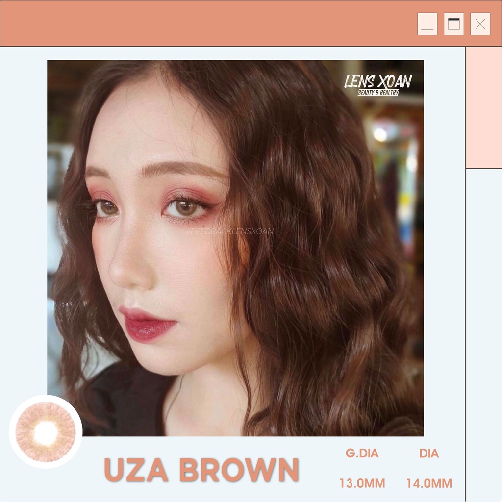 KÍNH ÁP TRÒNG UZA BROWN- HERA : LENS NÂU CAM TÂY KHÔNG VIỀN | LENS XOẮN