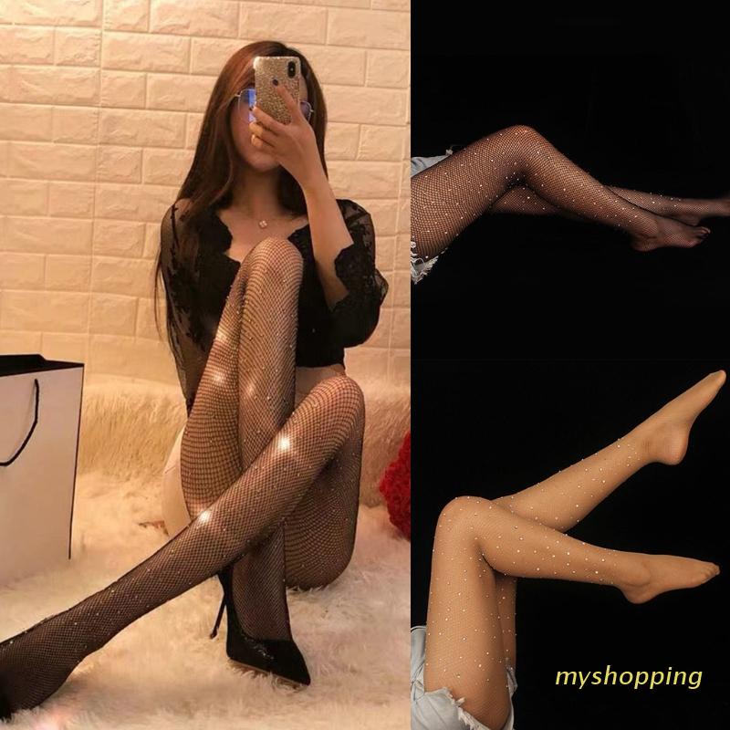 Quần tất lưới đính kim cương giả lấp lánh thời trang dành cho nữ