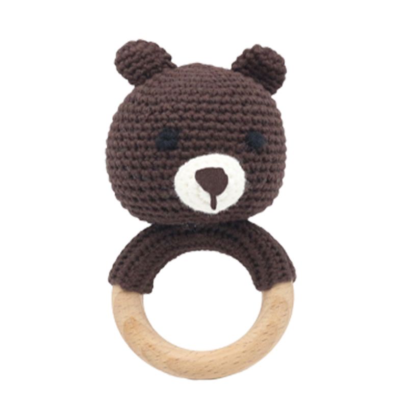 Đồ Chơi Lục Lạc Gặm Nướu Bằng Tay Không BPA Hình Động Vật Đan Móc Thủ Công Cho Bé Sơ Sinh Mọc Răng