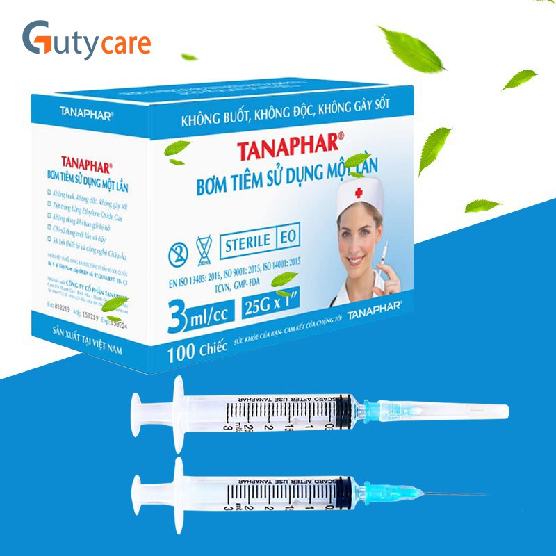 Bơm tiêm sử dụng một lần 3ml/cc TANAPHAR túi  1 chiếc [tân á]
