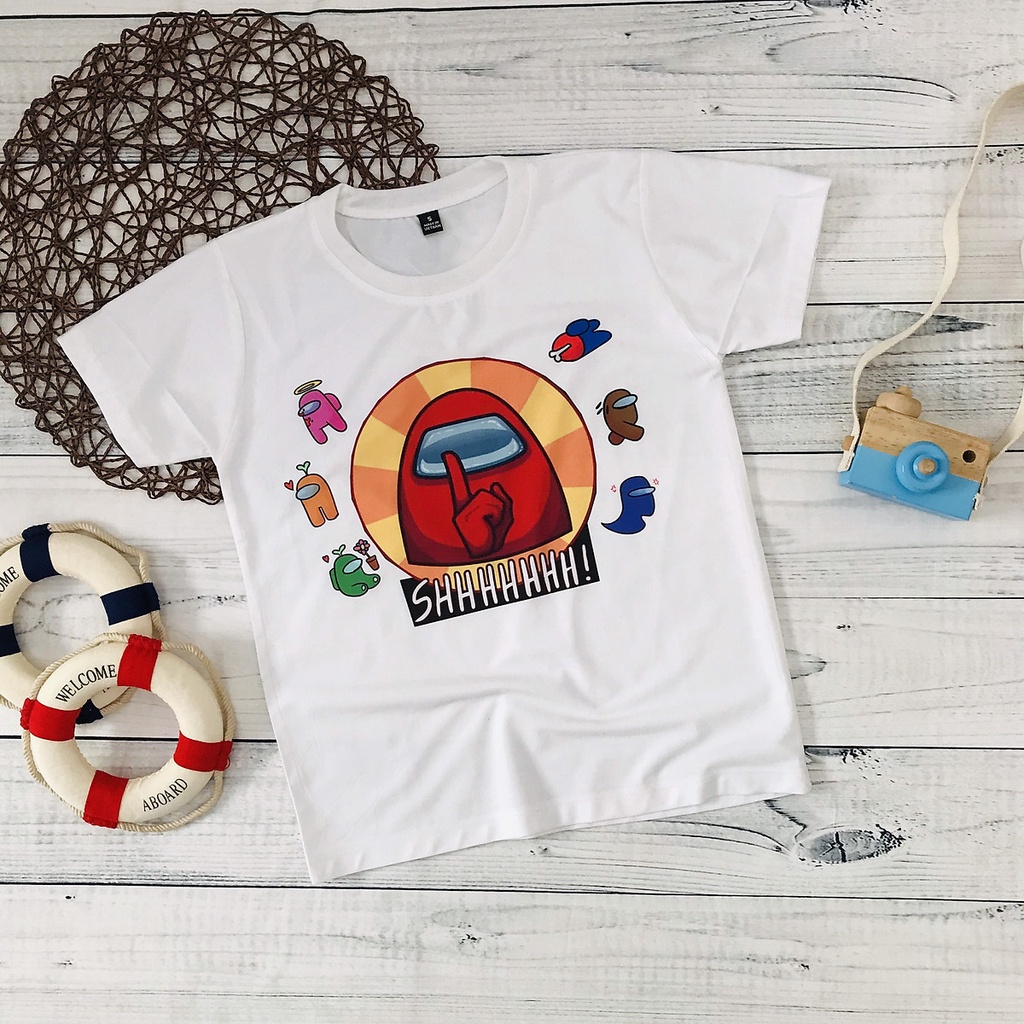 ÁO THUN UNISEX AMONG US TRẮNG TAY NGẮN TAY LỠ NAM VÀ NỮ AOMI IN HÌNH SIÊU HOT AOMIVN