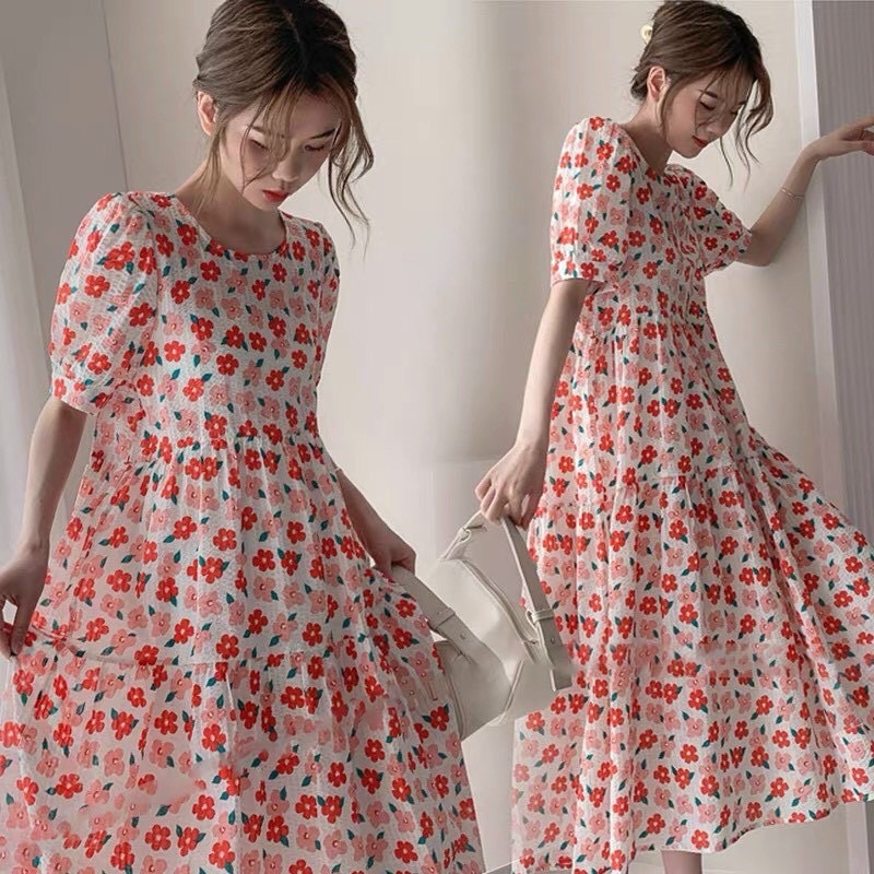 Váy bầu đầm bầu dáng suông MAMADRESS thiết kế chất XỐP HOA mềm mại nhẹ nhàng TIỂU THƯ sang chảnh mặc ĐI LÀM ĐI DẠO
