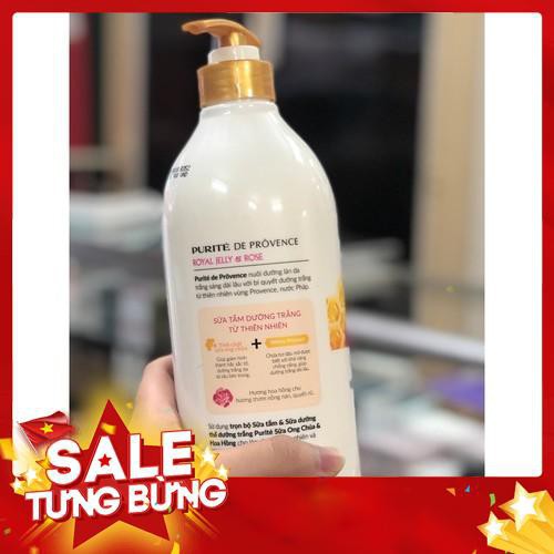 Sữa tắm trắng da sữa ong chúa Purite chính hãng 850 tặng kẹp dưỡng thể 250ml