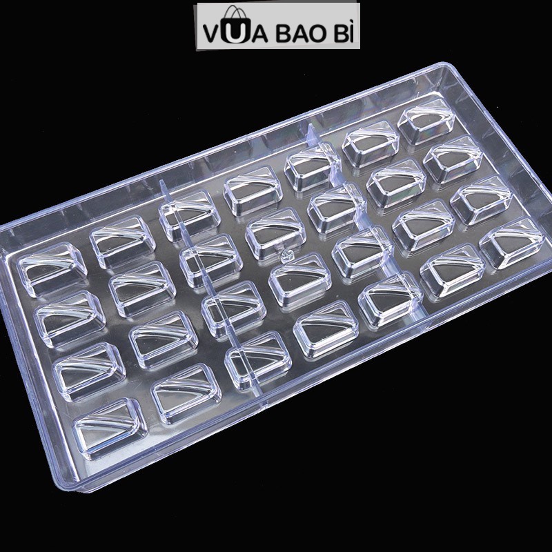 Khuôn socola hình chữ nhật bằng nhựa cứng-Vua Bao Bì, khuôn socola 28 viên hình chữ nhật