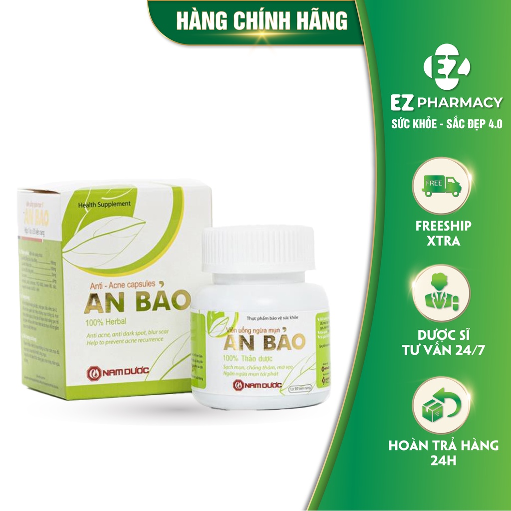 Viên uống An Bảo hỗ trợ ngăn ngừa mụn hiệu quả 30 viên