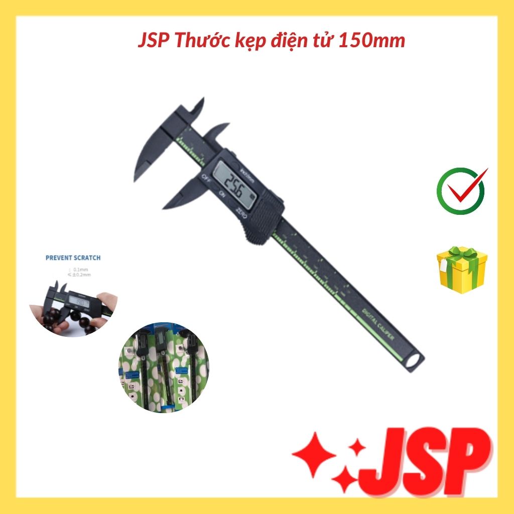 Thước kẹp điện tử JSP 150mm nhựa kèm pin thước cặp điện tử thước đo ly chuân xác cao