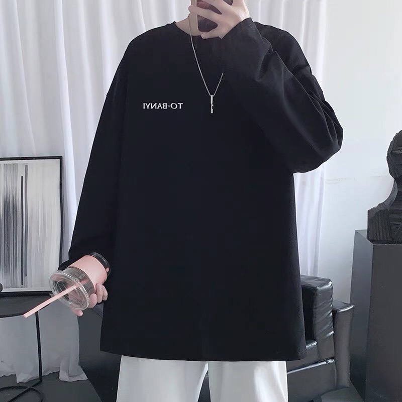 Áo thun dài tay in chữ TOBANYI form rộng, Áo phông dài tay unisex mặc phối bên trong siêu chất nam nữ đều mặc