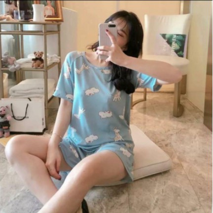 Bộ đồ ngủ thun cotton-Bộ mặc Nhà mềm mại dễ thương