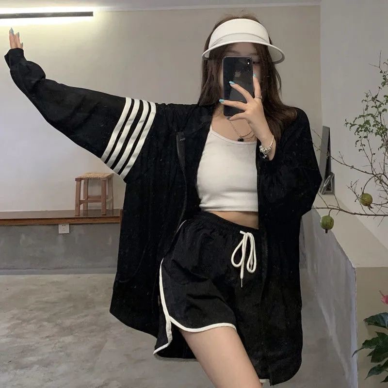 Áo Khoác Cardigan Mỏng Có Nón Tay Dài Dáng Rộng Thời Trang Mùa Hè