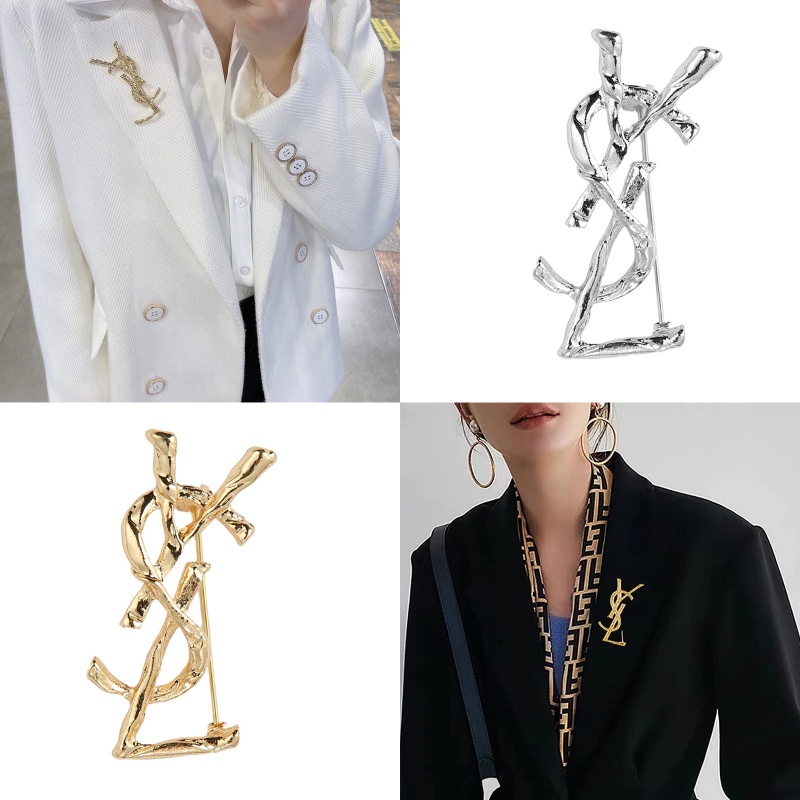 Ghim Cài Áo Bằng Kim Loại In Chữ Ysl / Chữ Thời Trang