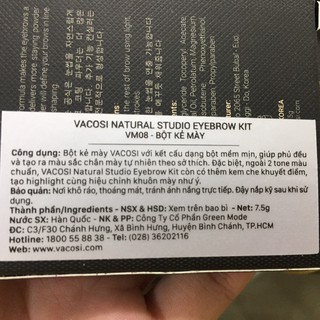 [mẫu mới CÓ 2 MÀU] Bột kẻ chân mày Vacosi Eyebrow Kit VM08 (Hàng Chính Hãng)