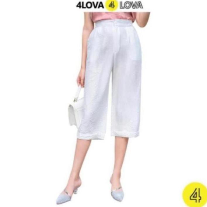 Quần suông nữ ống rộng 4LOVA vải đũi xước cao cấp