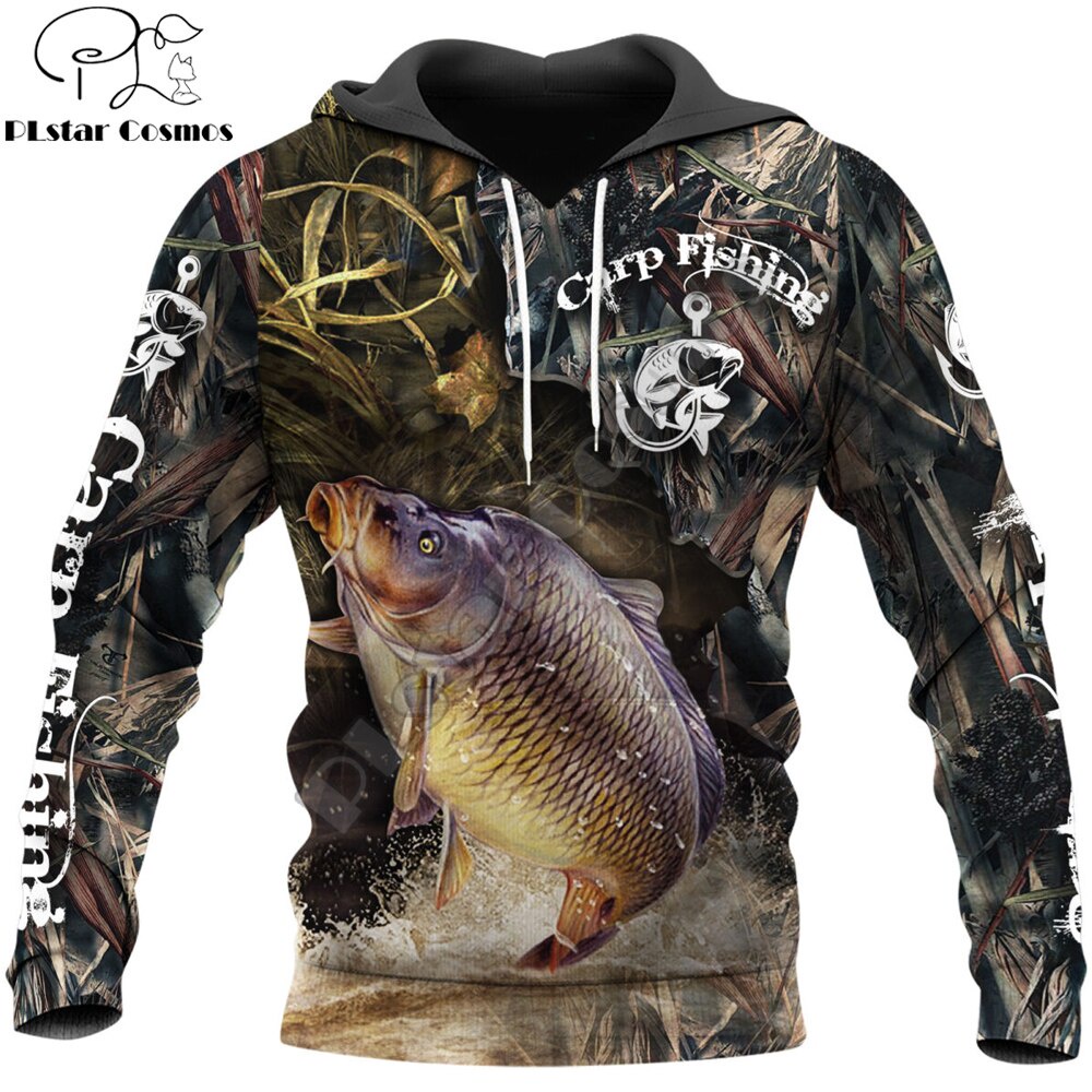 Áo Khoác Hoodie Chui Đầu KJ603 In Họa Tiết Cá Chép 3D Thời Trang Đường Phố Mùa Thu Cho Nam