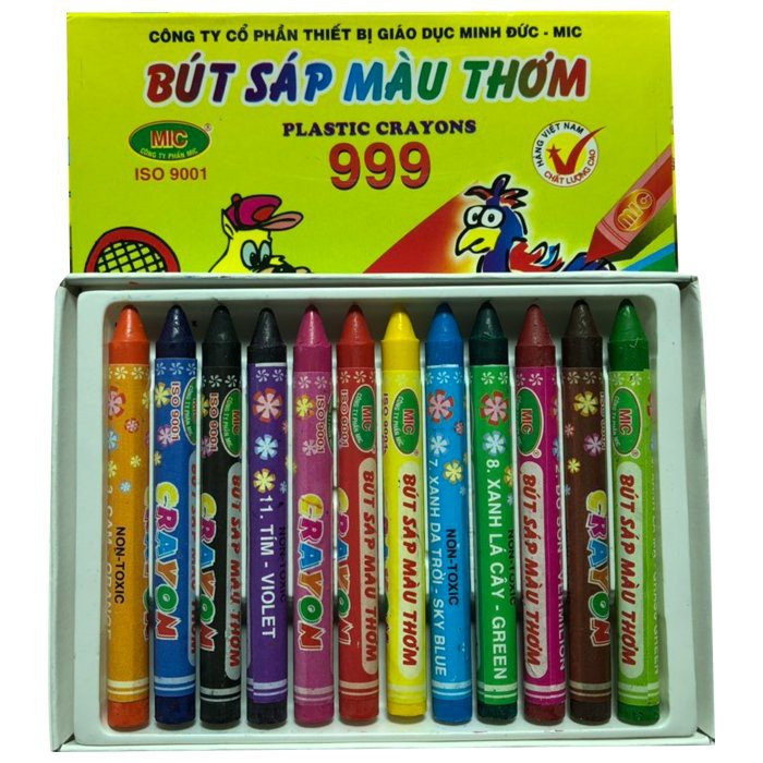 Bút Sáp 12 Màu Mic 999 - Được Làm Từ Chất Liệu An Toàn Không Độc Hại